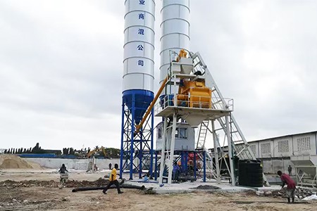 Small concrete mixing plant in Africa is put into operation